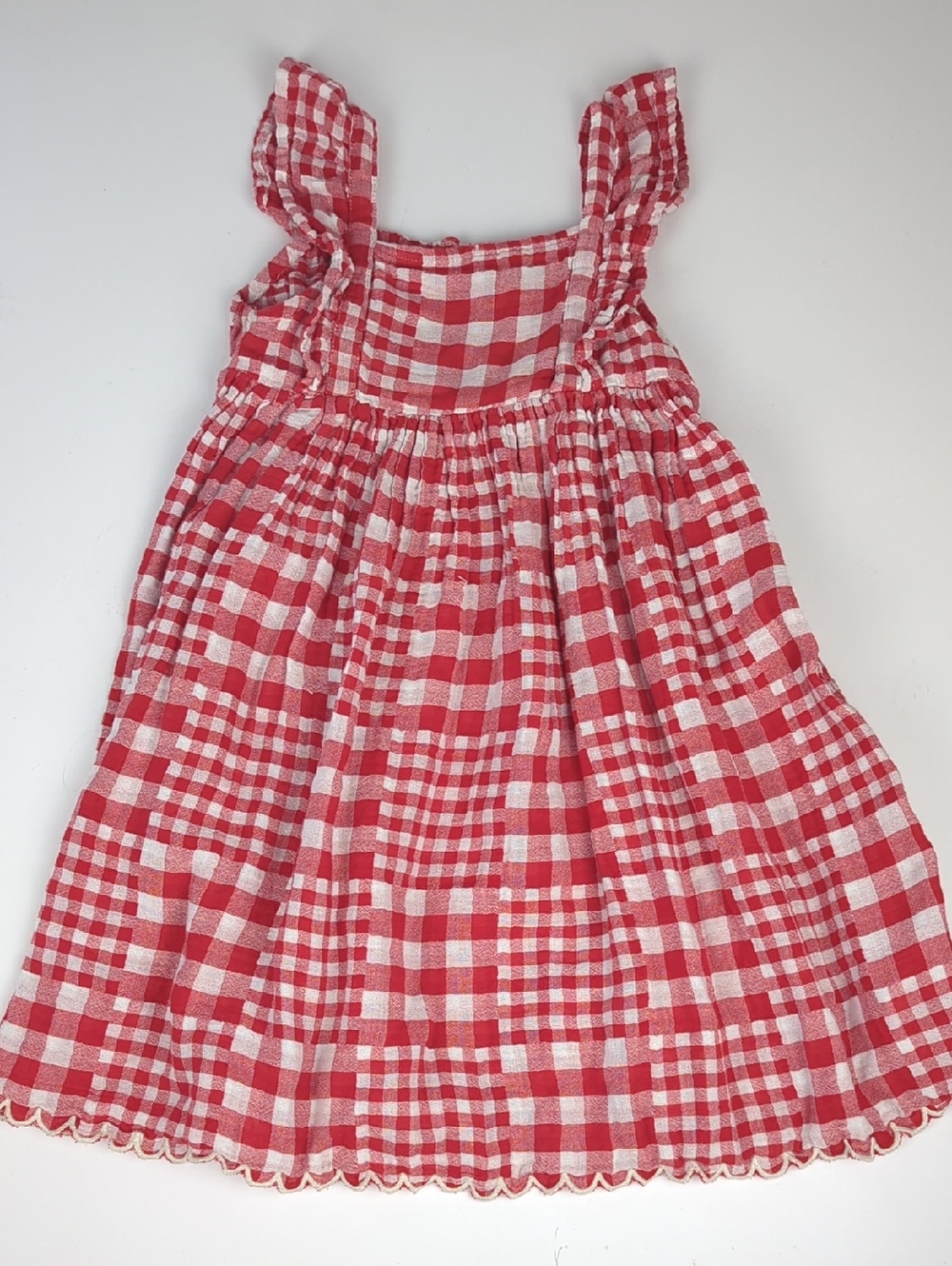 OLD NAVY Little Girls 5T Red and White Gingham Ruffle Dress
